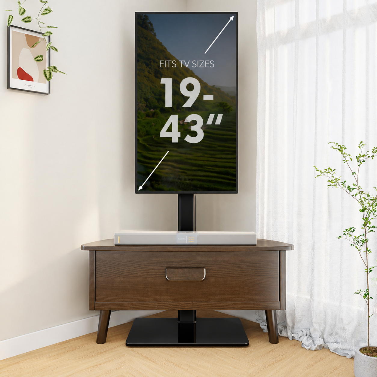 TV Pied Support Pivotant pour Téleviseur Ecran LCD de 19 à 43 Pouce LED Plasma,HT1001BP